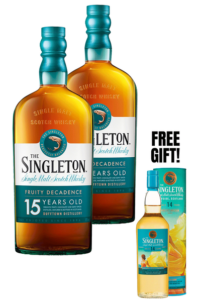 2 x The Singleton Dufftown 15 Years Single Malt 700ml Bottle with Free Special Release 14Yo 200ml Bottle with Gift Box