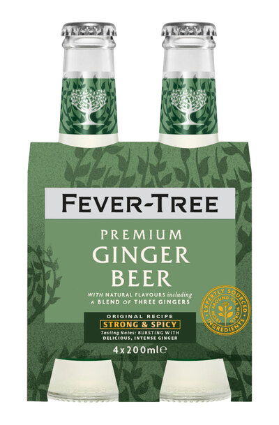 x 4 Fever-Tree Premium Ginger Beer Bottle Case 200ml