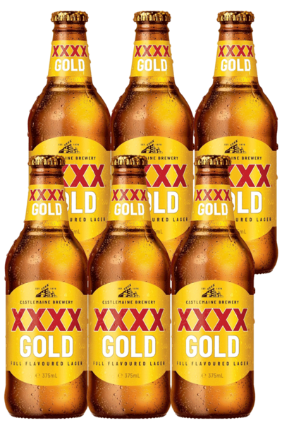 6 x XXXX Gold Beer Bottle 375ml
