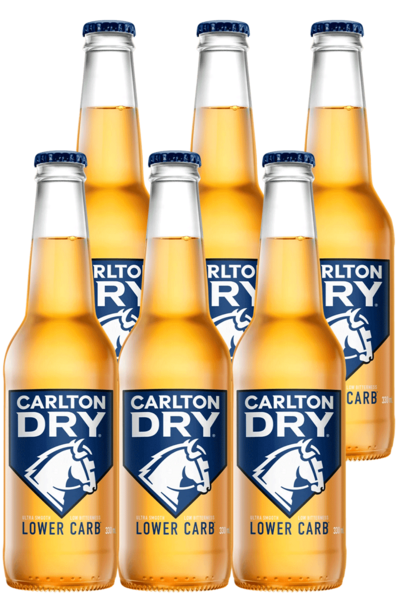 6 x Carlton Dry Beer Bottle 330ml