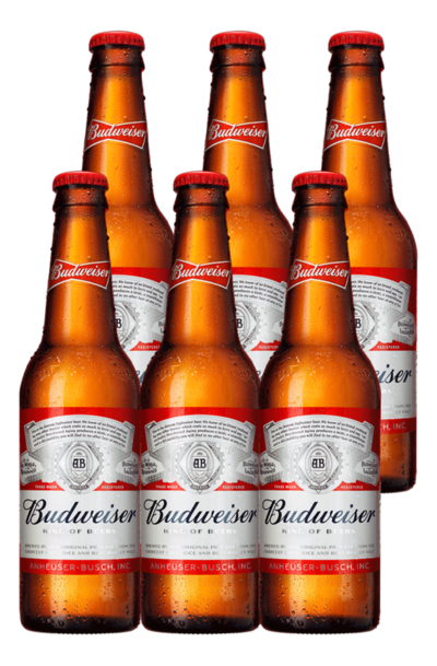 6 x Budweiser Beer Bottle Pack 330ml