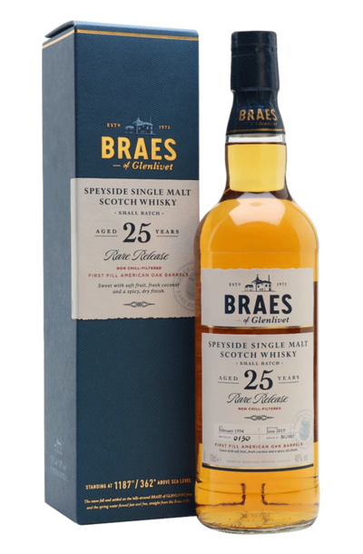 Braeval Braes of Glenlivet 25 Years Single Malt 700ml Bottle with Gift Box 