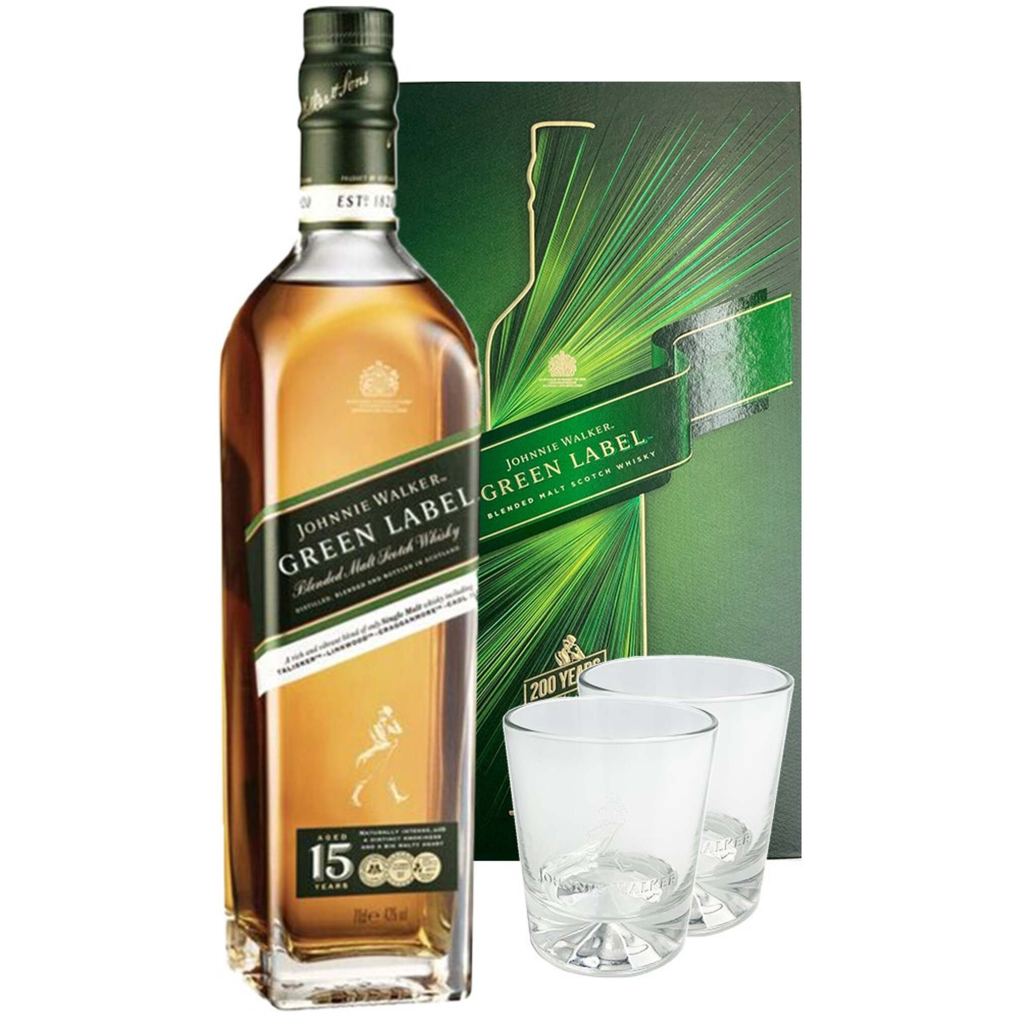 Buy Johnnie Walker 15 Year Green Label 700ml Gift Pack with 2 