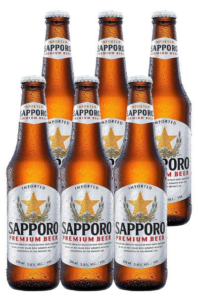  6 x Sapporo Premium Beer Bottles Pack 330ml