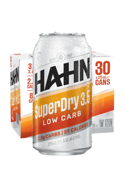 30 x Hahn SuperDry 3.5 Beer Can 375ml