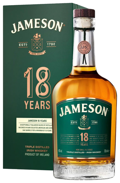 John Jameson Irish Whiskey 18 Year 700ml Bottle with Gift Box