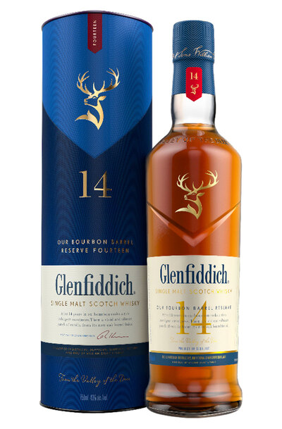 Glenfiddich 14 Year Old Bourbon Barrel Reserve Single Malt 700ml Bottle with Gift Box