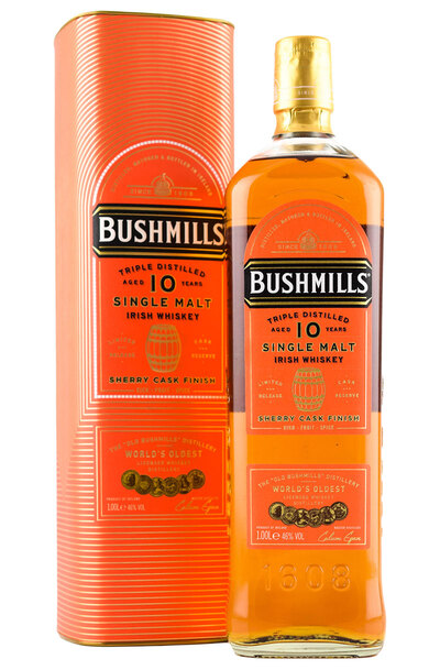 Bushmills 10 Years Irish Whiskey Sherry Cask Finish 1L Bottle with Gift Box
