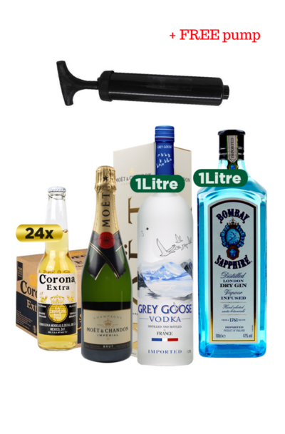 Moet & Chandon Imperial w/ Gift Box Grey Goose 1L Bombay Sapphire 1000ml 24 x Corona Beer Bottle Case