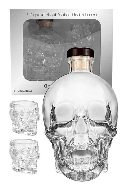 Crystal Head 700ml Bottle Gift Set with 2 Shot Glasses