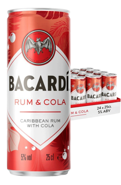 24 x Bacardi Rum & Cola Can Case 250ml