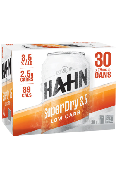 30 x Hahn SuperDry 3.5 Beer Can 375ml