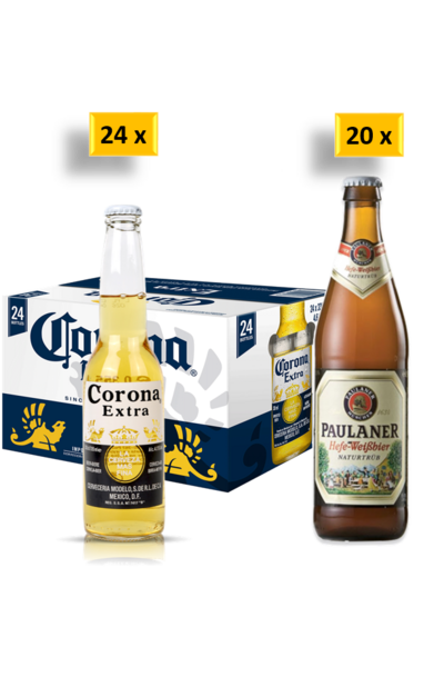 24 x Corona Beer Bottle Case
20 x Paulaner Hefe-Weissbier Beer Bottle Case