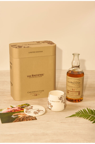 Balvenie 14 Year Old Caribbean Cask 700ml Makers Pack Giftset with 1 Ceramic Glass & Coaster Lifestyle
