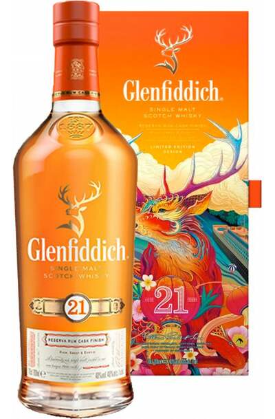 Glenfiddich 21 Year Old Single Malt Scotch Whisky Festive Gift Pack 700ml Bottle
