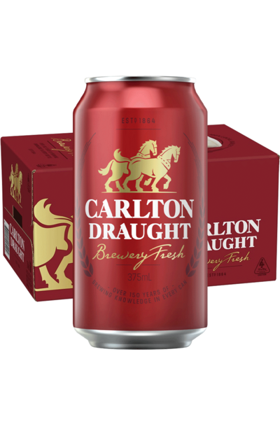 24 x Carlton Draught Beer Can 375ml