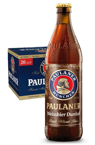 20 x Paulaner Weissbier Dunkel Beer Bottle Case 500ml