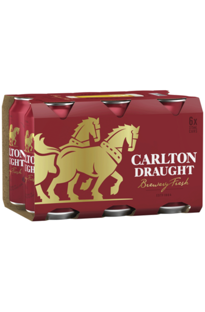 6 x Carlton Draught Beer Can 375ml