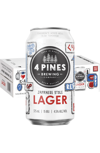 18 x 4 Pines Japanese Style Lager Can 375ml