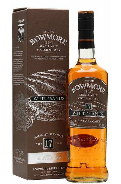 Bowmore White Sands 17 Year bottle and box
