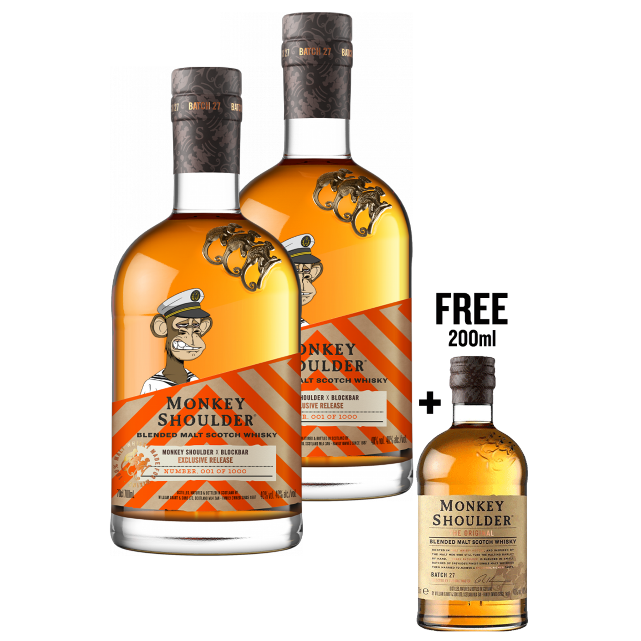 Buy 2x Monkey Shoulder 700ml + Free Monkey Shoulder 200ml at the