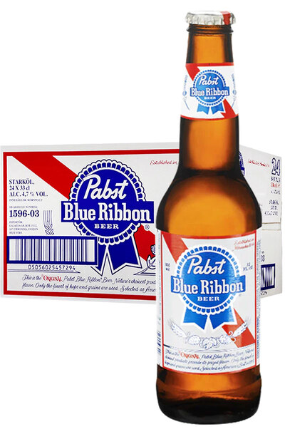 24 x Pabst Blue Ribbon American Lager Beer Bottle Case 330ml