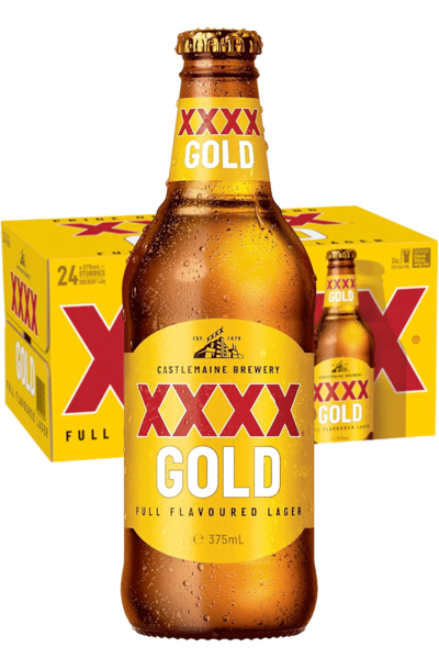24 x XXXX Gold Beer Bottle 375ml