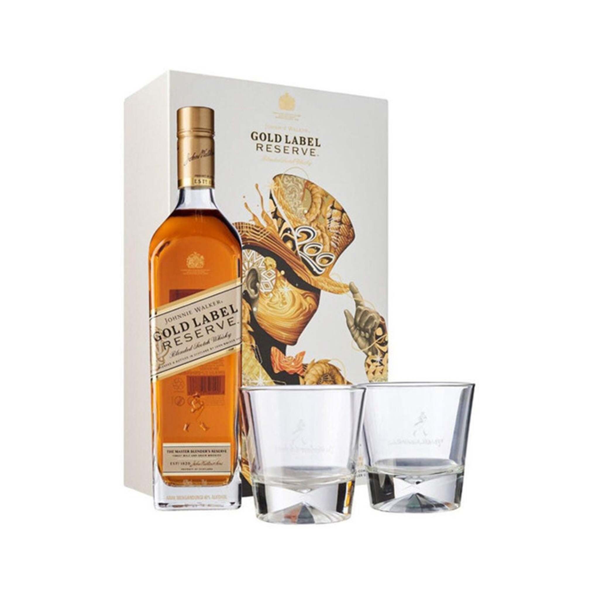 Buy Johnnie Walker Gold Label 700ml w/ Gift Box and 2 Glasses at