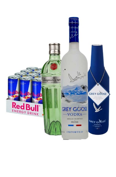 Grey Goose 1L FREE Chiller Pack Special Ed. Tanqueray No. Ten 24 x Red Bull Energy Drink Can Case
