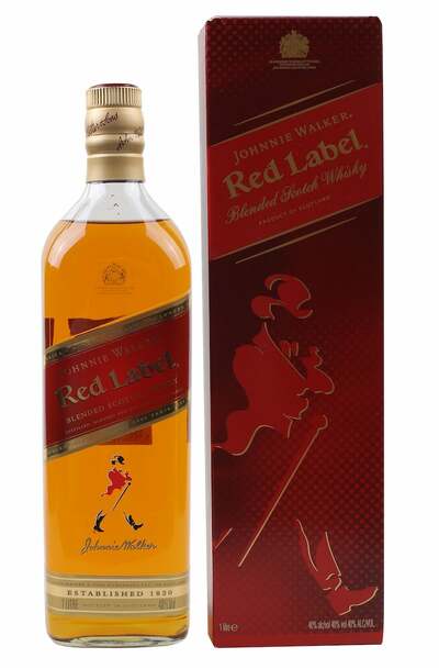 Johnnie Walker Red 1.75L bottle with box