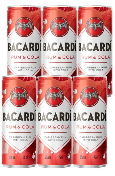 6 x Bacardi Rum & Cola Can Pack 250ml