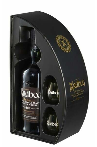 Ardbeg Quadrant 10 Year 700ml Gift Pack with 2 Glasses