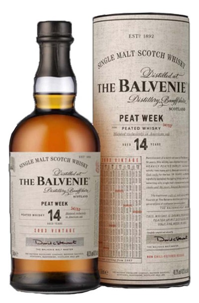 Balvenie Peat Week Aged 14 Year Old - 2003 Vintage Single Malt 700ml Bottle w/Gift Box