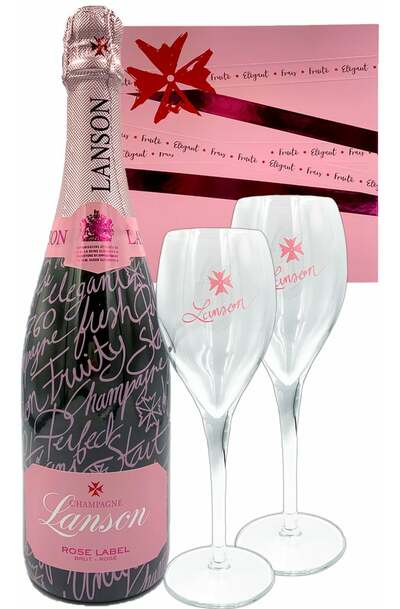 Lanson Champagne Rose Giftset with 2 Flutes