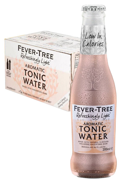  x 24 Fever-Tree Refreshingly Light Aromatic Tonic Water Bottle Case 200ml