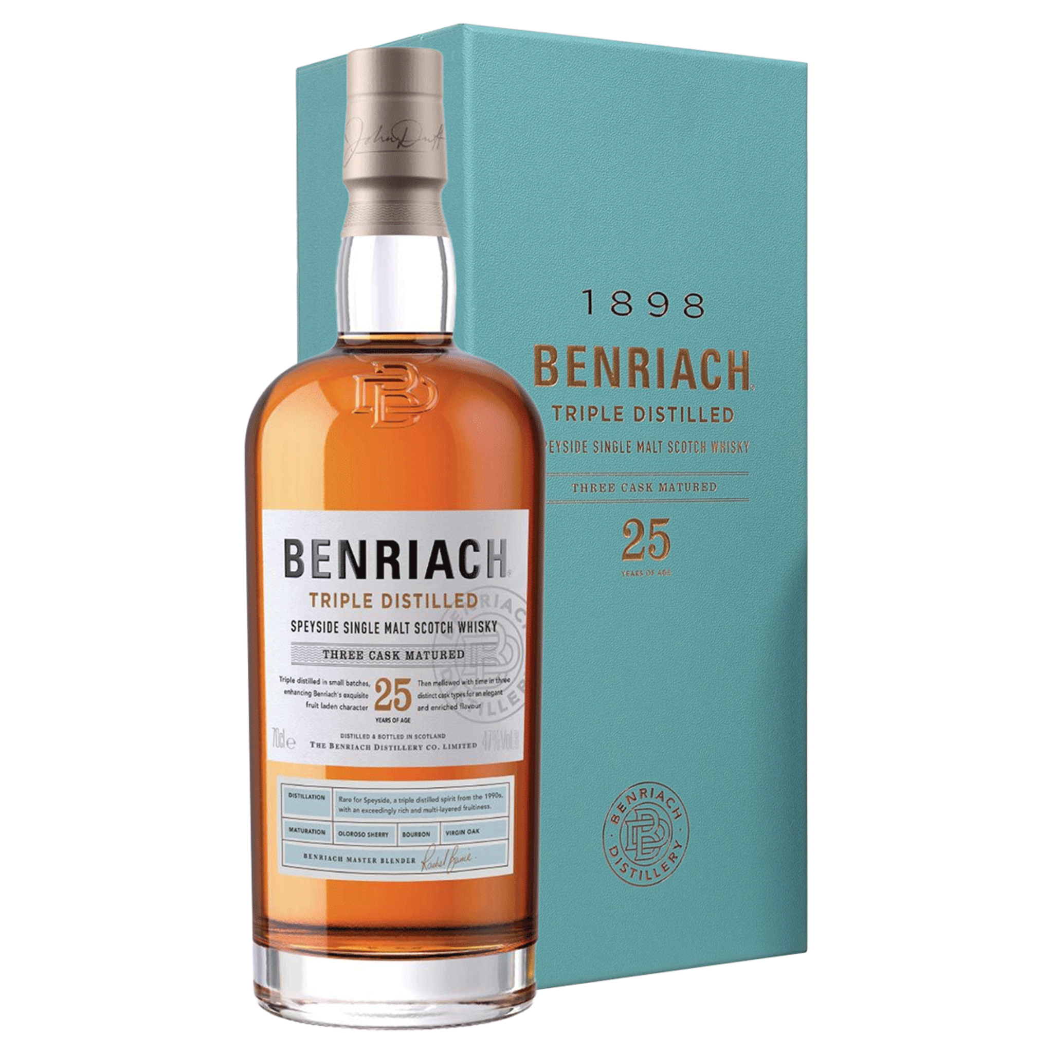 Buy Benriach Triple Distilled 25 Year Old 700ml w/Gift Box at the