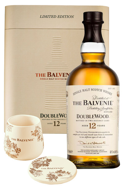 Balvenie 12 Year Old Doublewood 700ml Bottle Makers Pack Giftset with 1 Ceramic Glass and Coaster