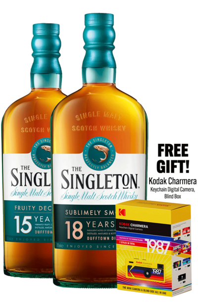 1x Singleton of Dufftown 18 Years 700ml & 1x Singleton of Dufftown 15 Years 700ml w/ Kodak Chamera