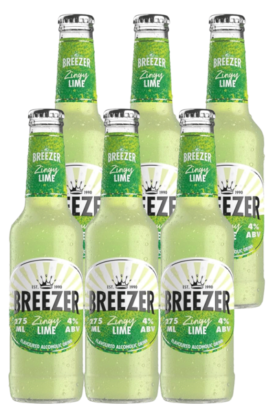 6 x Bacardi Breezer Zingy Lime Bottle Pack 275ml