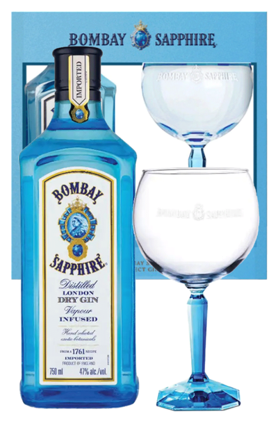 Bombay Sapphire 750ml Bottle Giftset with Glass