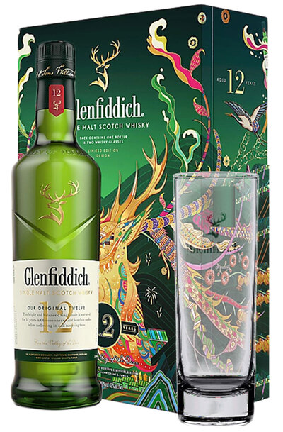 Glenfiddich 12 Years 2023 Festive Gift Pack 700ml Bottle with 1 Highball Glass