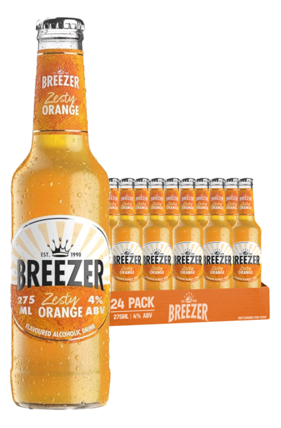 24 x Bacardi Breezer Zesty Orange Bottle Case 275ml