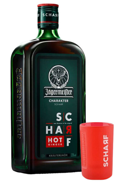 Jagermeister Scharf Hot Ginger 700ml Giftset w/Shot Glass
