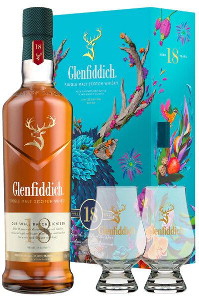 Glenfiddich 18 Years 700ml Lunar New Year 2024 Limited Edition Gift Set with  2 Nosing Glasses