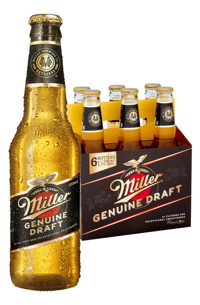 6 x Miller Genuine Draft Beer Bottle 330ml