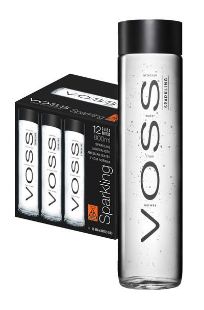 12 x VOSS Sparkling Glass Bottle Case 800ml