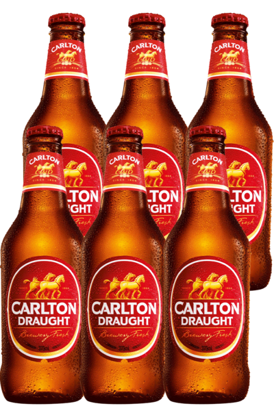 6 x Carlton Draught Beer Bottle 375ml