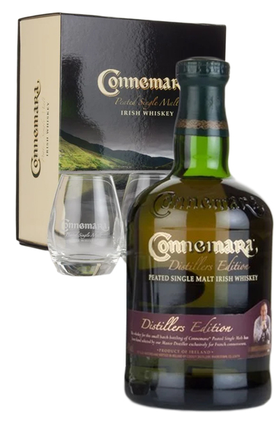 Connemara Peated Single Malt Irish Whisky Distillers Edition Gift Set with 2 Glass