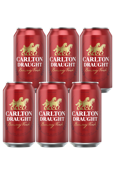 6 x Carlton Draught Beer Can 375ml