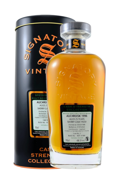 Auchroisk 1996 Signatory Vintage 25 Years Cask Strength 700ml Bottle with Gift Box 